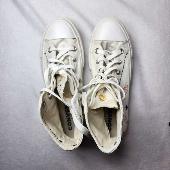 Converse All Star High Top Sneakers Womens 5 Canvas Embroidered Cosmic Sun Moon - Picture 5 of 9